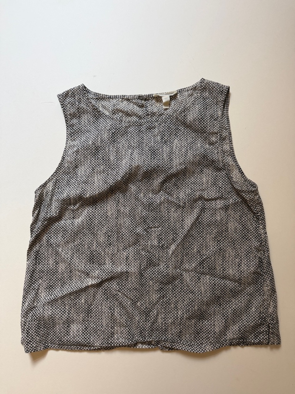 Eileen Fisher Black and White Sleeveless chainette-Print Tank